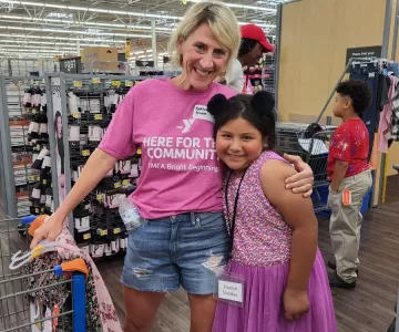 Adult and child shopping